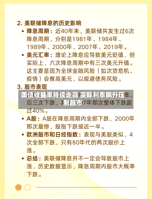 美债收益率持续走高 实际利率飙升压制股市